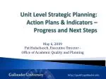 Unit Level Strategic Planning: Action Plans &amp; Indicators – Progress and Next Steps