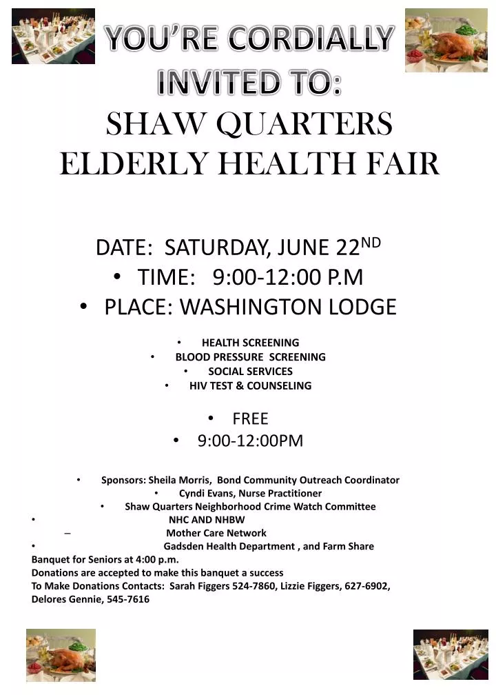 you re cordially invited to shaw quarters elderly health fair