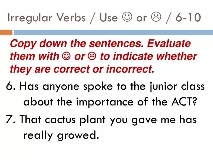 irregular verbs use or 6 10