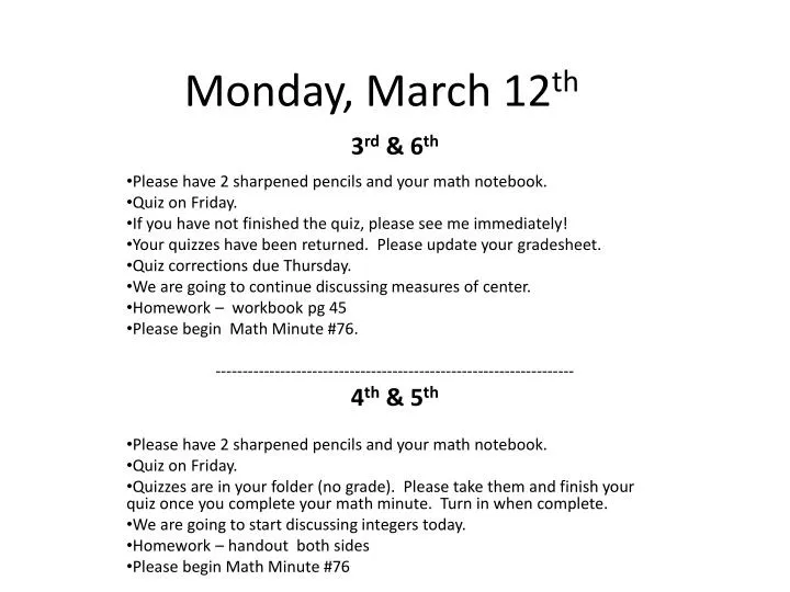 monday march 12 th