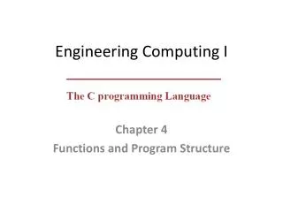 Engineering Computing I