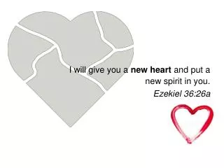 I will give you a new heart and put a new spirit in you. Ezekiel 36:26a