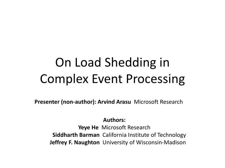 on load shedding in complex event processing