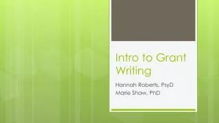 Intro to Grant Writing