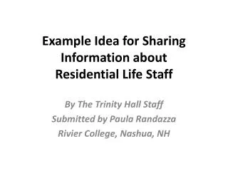 Example Idea for Sharing Information about Residential Life Staff