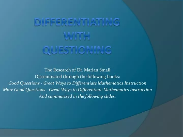 differentiating with questioning