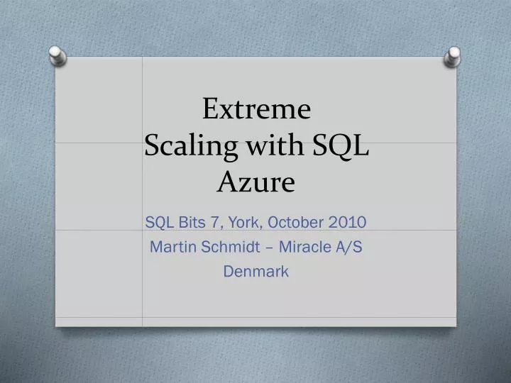 extreme scaling with sql azure