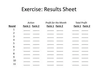 exercise results sheet