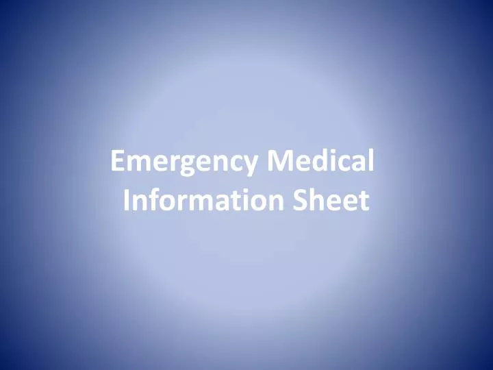 emergency medical information sheet