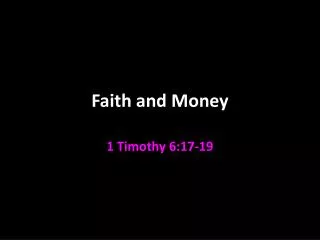 Faith and Money