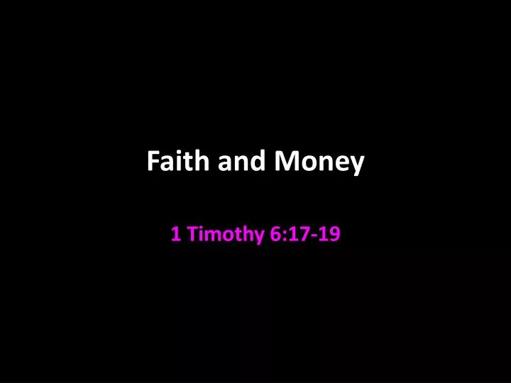 faith and money