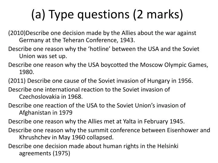 a type questions 2 marks