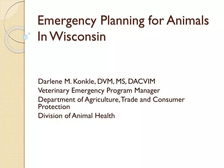 emergency planning for animals in wisconsin