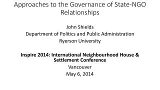 Approaches to the Governance of State-NGO Relationships