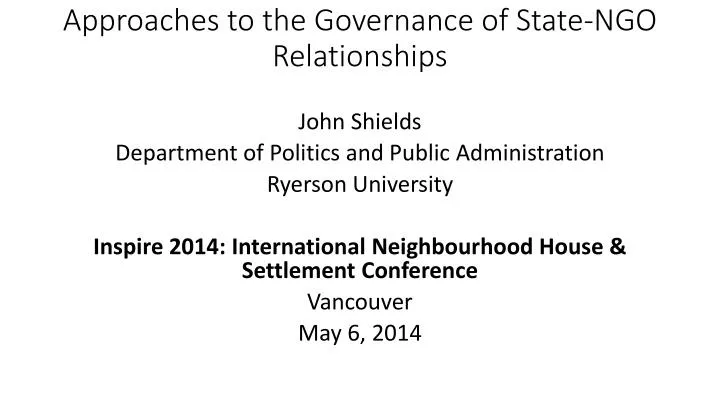 approaches to the governance of state ngo relationships