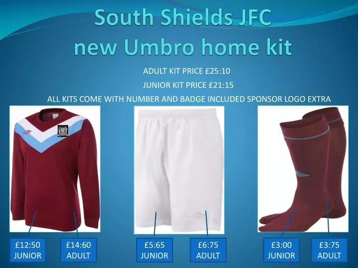 south shields jfc new umbro home kit