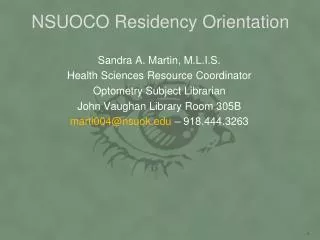 NSUOCO Residency Orientation