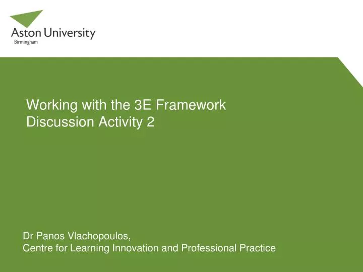 working with the 3e framework discussion activity 2