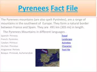 Pyrenees Fact File