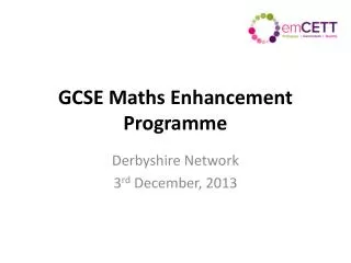 GCSE Maths Enhancement Programme
