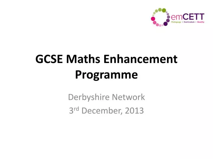 gcse maths enhancement programme