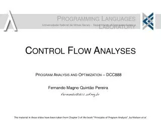 Control Flow Analyses