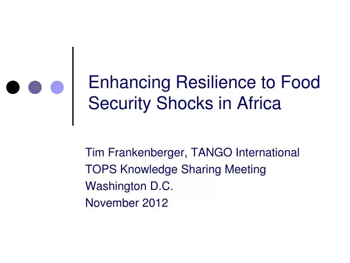 enhancing resilience to food security shocks in africa