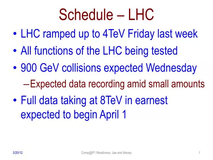 schedule lhc
