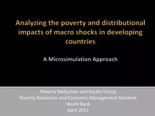 Poverty Reduction and Equity Group Poverty Reduction and Economic Management Network World Bank