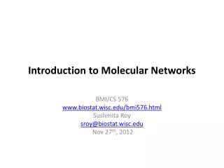 Introduction to Molecular Networks