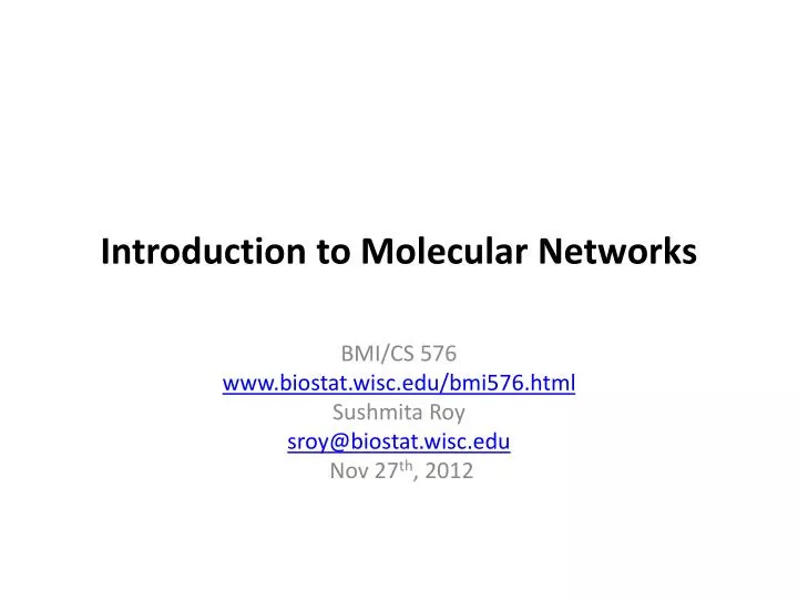 introduction to molecular networks