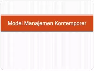model manajemen kontemporer
