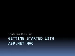 Getting Started with ASP.Net MVC