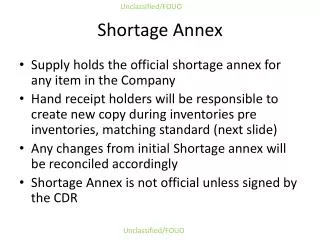 Shortage Annex