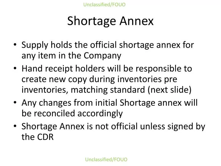 shortage annex