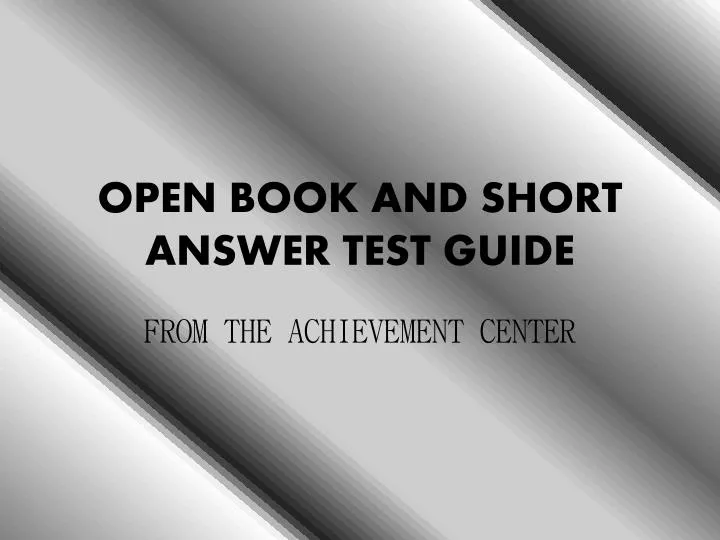 open book and short answer test guide