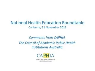 National Health Education Roundtable Canberra, 21 November 2012