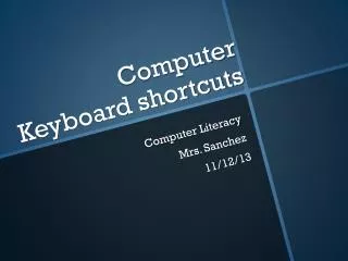 Computer Keyboard shortcuts