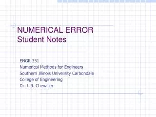 NUMERICAL ERROR Student Notes