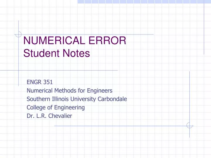 numerical error student notes