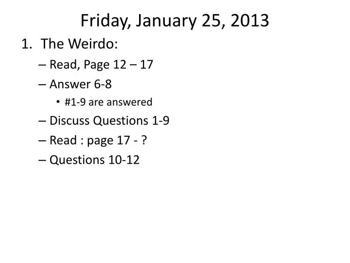 friday january 25 2013