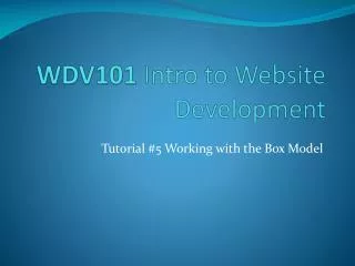 WDV101 Intro to Website Development
