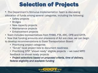 Selection of Projects