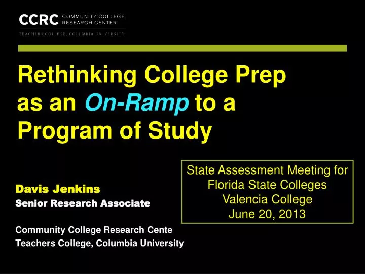 rethinking college prep as an on ramp to a program of study