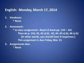english monday march 17 2014