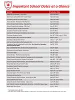 Important School Dates at a Glance