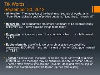 Ttk Words September 30, 2013