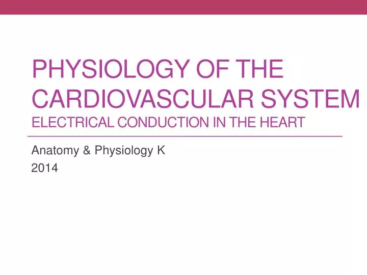 physiology of the cardiovascular system electrical conduction in the heart