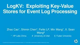 LogKV : Exploiting Key-Value Stores for Event Log Processing