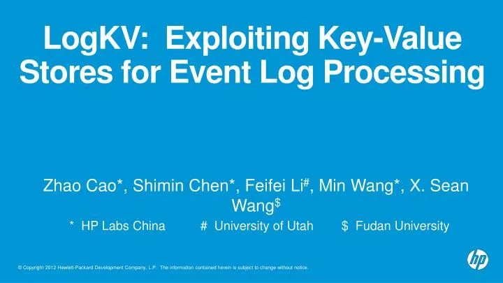 logkv exploiting key value stores for event log processing